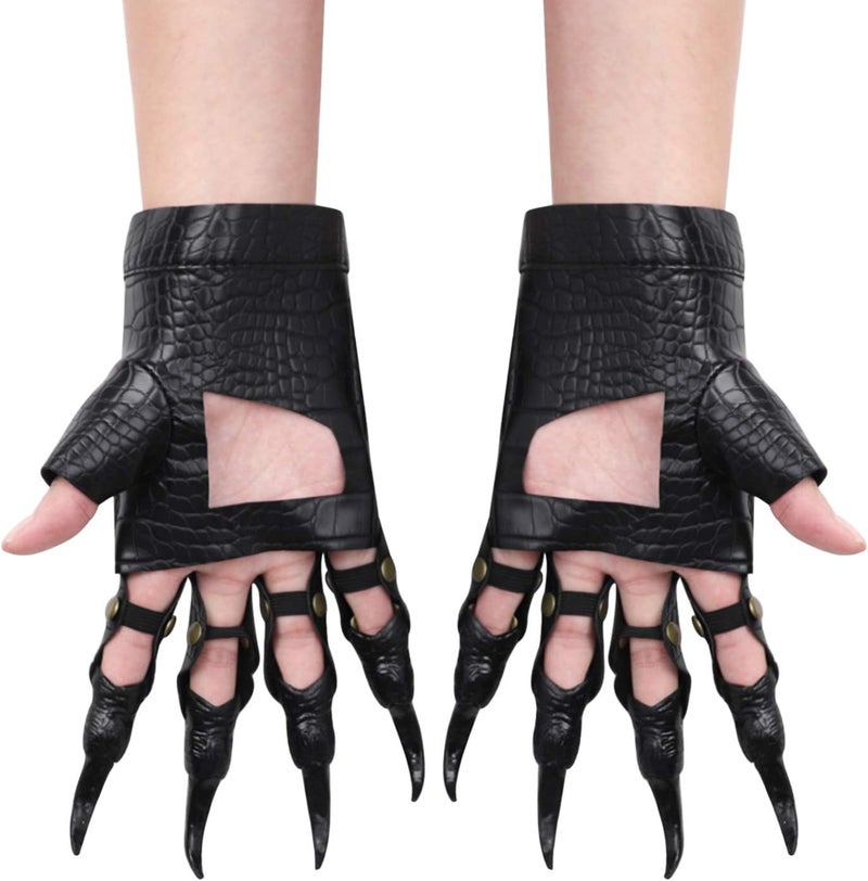 BXT Halloween Costume Paw Gloves Long Fingernails Black Party Gloves Cat Claws Halloween Prop Wolf Claws Glove Cosplay Costume - Image 2